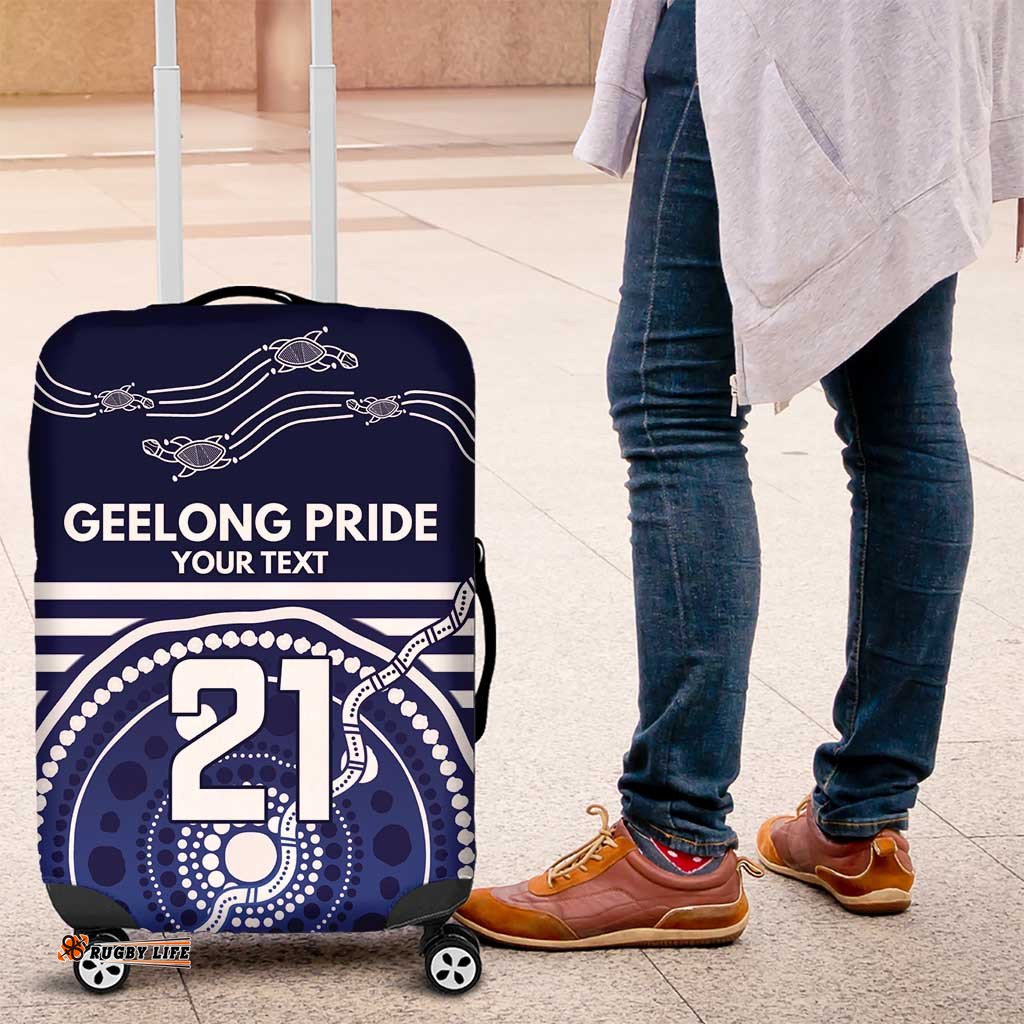 Custom Geelong Pride Luggage Cover On the Road to Glory Indigenous Aboriginal LT9