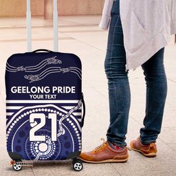 Custom Geelong Pride Luggage Cover On the Road to Glory Indigenous Aboriginal LT9
