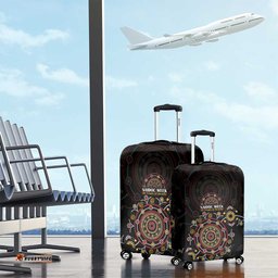 NAIDOC Deadly 50 Years Luggage Cover Aboriginal Black Gold Boomerang Art LT9