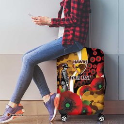 Hawthorn Hawks ANZAC Personalised Luggage Cover Lest We Forget Poppy Camo LT9