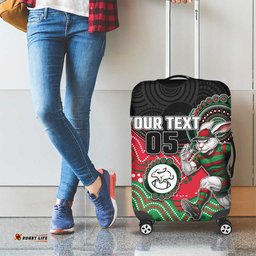 Custom Rabbitohs Luggage Cover Rabbit Mascot With Aboriginal Indigenous DT05