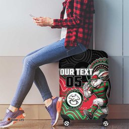 Custom Rabbitohs Luggage Cover Rabbit Mascot With Aboriginal Indigenous DT05