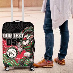 Custom Rabbitohs Luggage Cover Rabbit Mascot With Aboriginal Indigenous DT05