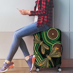 Green Indigenous Dragonfly Australia Luggage Cover Aboriginal Art LT14