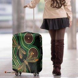 Green Indigenous Dragonfly Australia Luggage Cover Aboriginal Art LT14