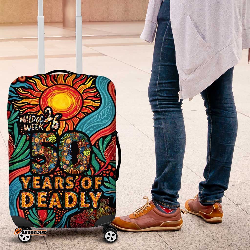 NAIDOC Week 26 Luggage Cover 50 Years of Deadly Aboriginal Motif LT03