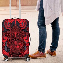 New Zealand Taiaha Maori Luggage Cover Whero Minimalist Silver Fern Tukutuku Motif LT9