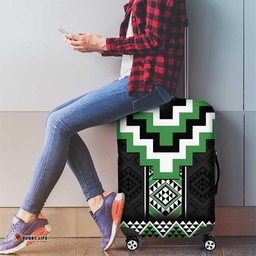Green Taniko Pattern Aotearoa Luggage Cover Niho Taniwha Mix Poutama LT14