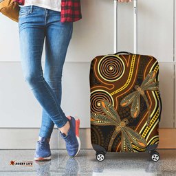 Orange Indigenous Dragonfly Australia Luggage Cover Aboriginal Art LT14