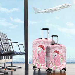 Funny Pink Galah Australia Christmas Luggage Cover Eucalyptus Blossoms Aboriginal Art LT14