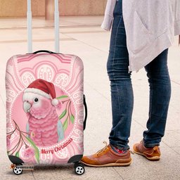 Funny Pink Galah Australia Christmas Luggage Cover Eucalyptus Blossoms Aboriginal Art LT14
