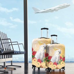 New Zealand Aotearoa Cockatoo Luggage Cover Maori Pattern With Pohutukawa Flowers LT05