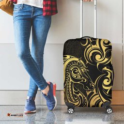 Gold And Black Aoteara Horse Racing Luggage Cover NZ Maori Pattern LT14