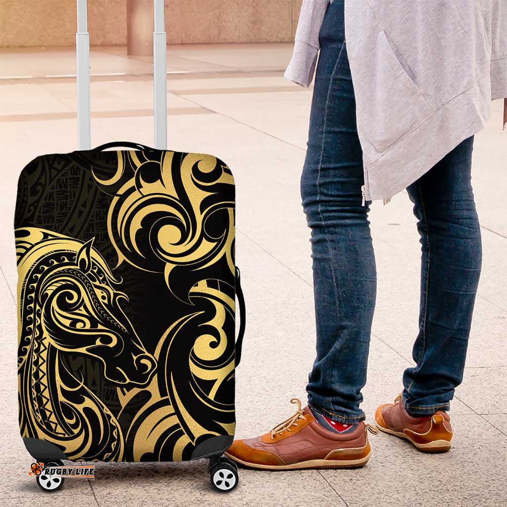 Gold And Black Aoteara Horse Racing Luggage Cover NZ Maori Pattern LT14