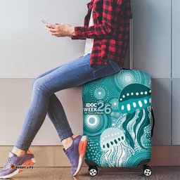 NAIDOC Deadly 50 Years Luggage Cover Jellyfish Aboriginal Culture Inspired Turquoise LT9