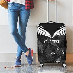 Custom New Zealand Silver Fern Football Luggage Cover Go Aotearoa Grunge Black LT14