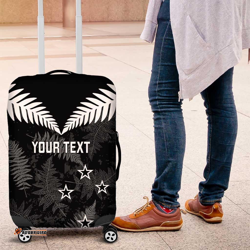 Custom New Zealand Silver Fern Football Luggage Cover Go Aotearoa Grunge Black LT14