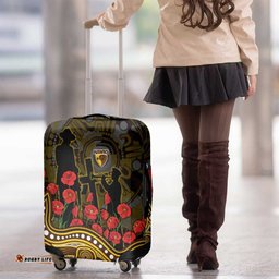 Hawthorn Hawks ANZAC Day Luggage Cover Indigenous Dot Art with Poppy Flower Tribute TS04