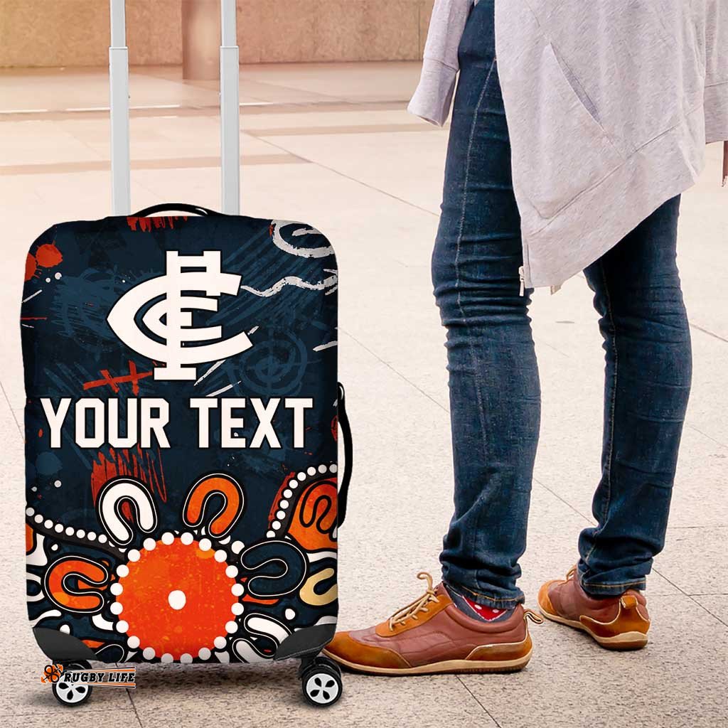 Personalized Carlton Blues Luggage Cover Aboriginal Dot Painting Graffiti Style TS04
