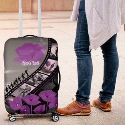 Personalised Remembering ANZAC Lest We Forget Luggage Cover Vintage Film Frame Memorial Purple Poppy LT9