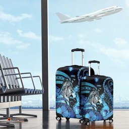Maori Romantic Valentine Luggage Cover The Hongi Kiss Blue Galaxy DT05