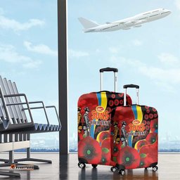 Gold Suns ANZAC Personalised Luggage Cover Lest We Forget Poppy Camo LT9