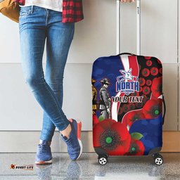 North Kangaroos ANZAC Personalised Luggage Cover Lest We Forget Poppy Camo LT9