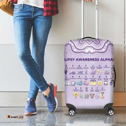 Epilepsy Awareness Alphabet Luggage Cover Purple Ribbon Butterfly Cute Style DT05
