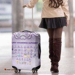 Epilepsy Awareness Alphabet Luggage Cover Purple Ribbon Butterfly Cute Style DT05