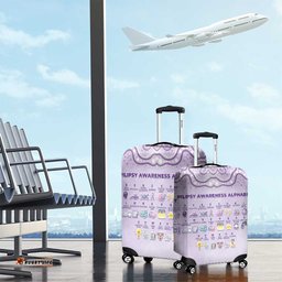 Epilepsy Awareness Alphabet Luggage Cover Purple Ribbon Butterfly Cute Style DT05