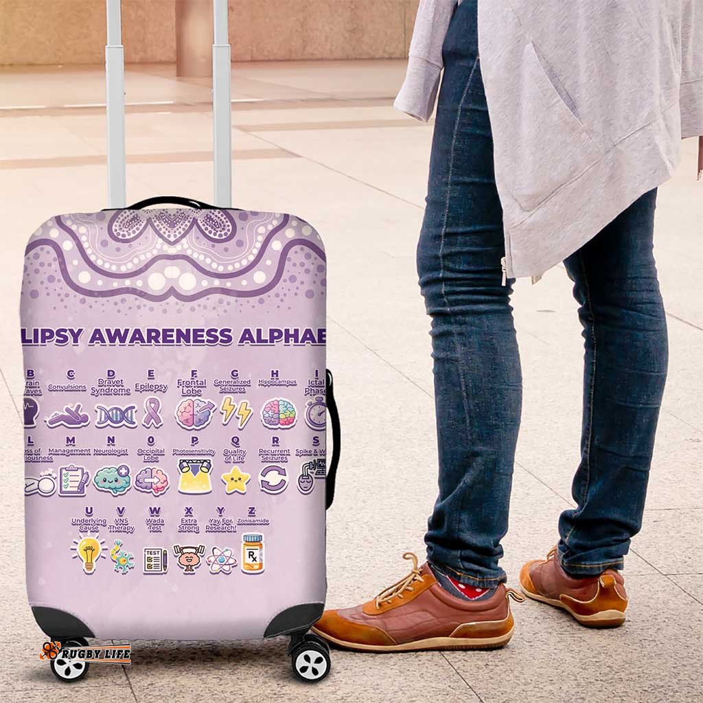 Epilepsy Awareness Alphabet Luggage Cover Purple Ribbon Butterfly Cute Style DT05