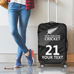 New Zealand Cricket Custom Luggage Cover Potae Pango Black Fern Pattern LT9