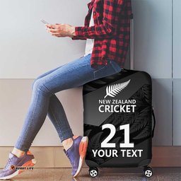 New Zealand Cricket Custom Luggage Cover Potae Pango Black Fern Pattern LT9