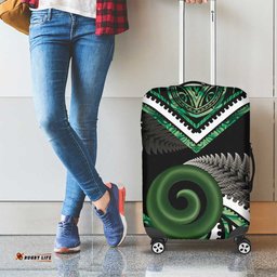 Koru Pounamu Aotearoa Luggage Cover Maori Paua Shell Mix Silver Fern LT14