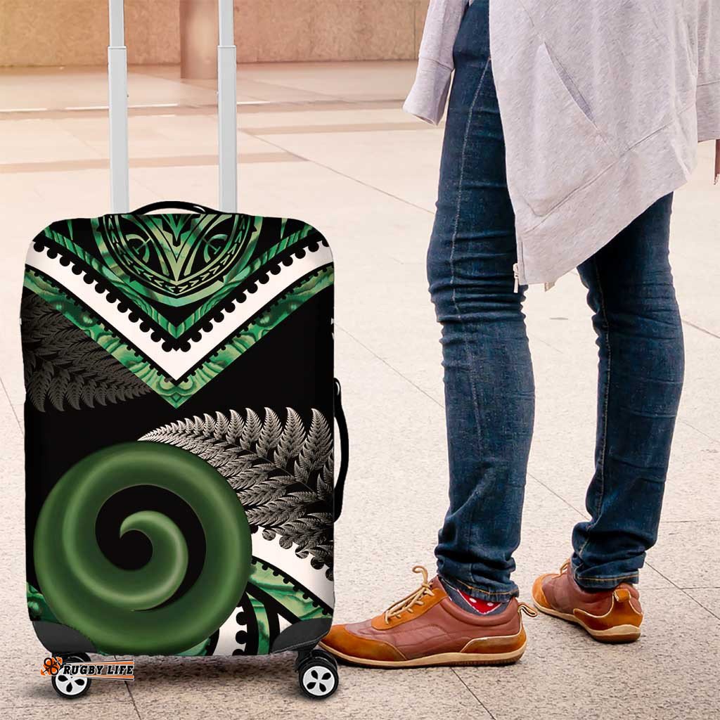 Koru Pounamu Aotearoa Luggage Cover Maori Paua Shell Mix Silver Fern LT14