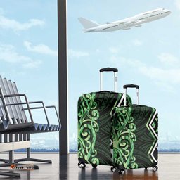 Green Aotearoa Luggage Cover Taniko Motifs With Paua Shell Kowhaiwhai LT14