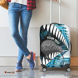 New Zealand Silver Fern Curling Personalised Luggage Cover Aotearoa Kiwi Ponga Paua Shell Version LT14