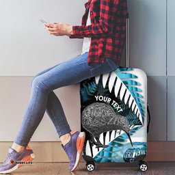 New Zealand Silver Fern Curling Personalised Luggage Cover Aotearoa Kiwi Ponga Paua Shell Version LT14