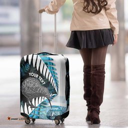 New Zealand Silver Fern Curling Personalised Luggage Cover Aotearoa Kiwi Ponga Paua Shell Version LT14