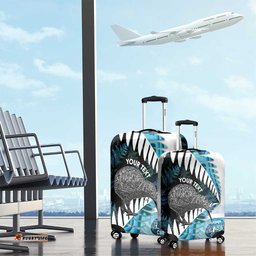 New Zealand Silver Fern Curling Personalised Luggage Cover Aotearoa Kiwi Ponga Paua Shell Version LT14