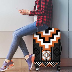 Orange Taniko Pattern Aotearoa Luggage Cover Niho Taniwha Mix Poutama LT14