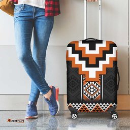 Orange Taniko Pattern Aotearoa Luggage Cover Niho Taniwha Mix Poutama LT14