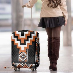 Orange Taniko Pattern Aotearoa Luggage Cover Niho Taniwha Mix Poutama LT14