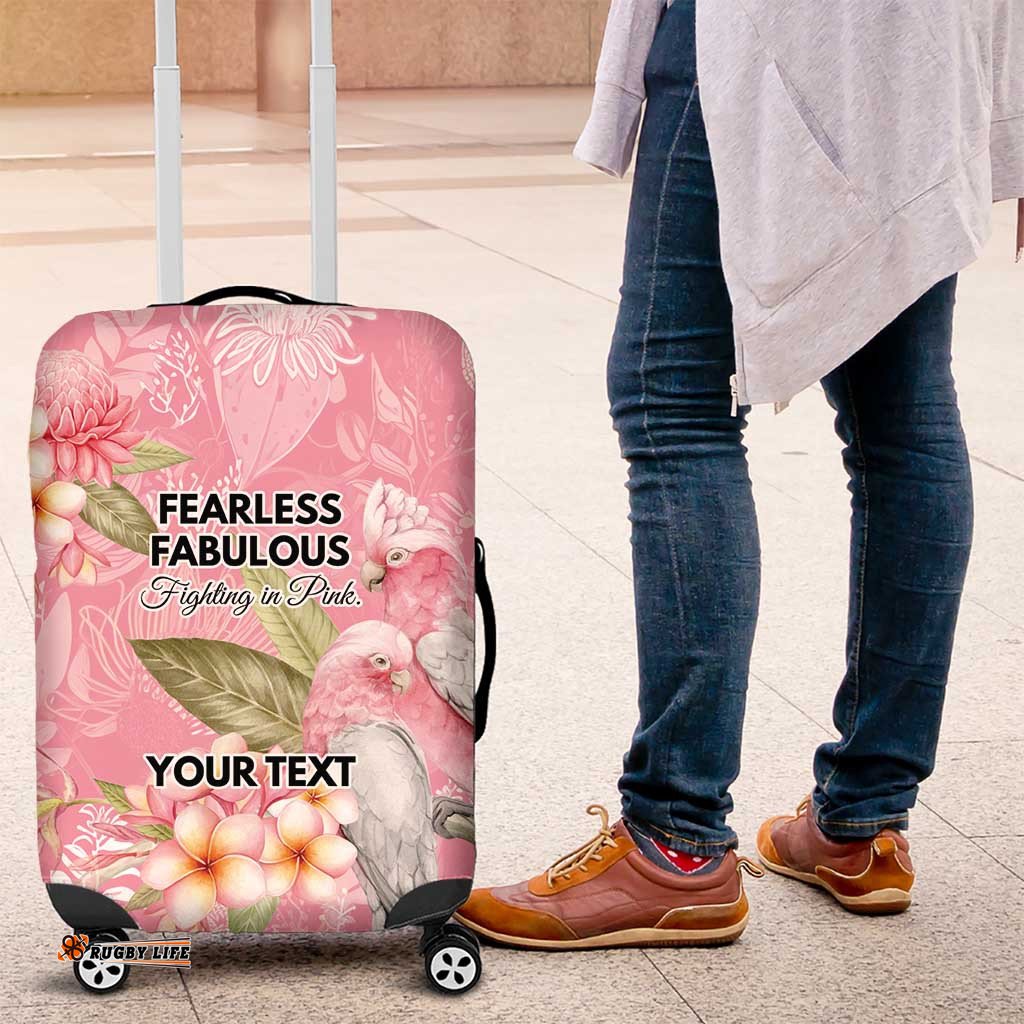 Personalised Galah Cockatoo Fighting in Pink Luggage Cover Australian Breast Cancer Spirit LT9