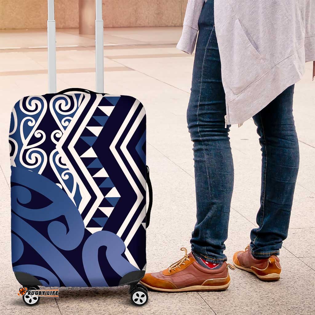 New Zealand Luggage Cover Aotearoa Kowhaiwhai Mix Taniko Art - Blue LT14