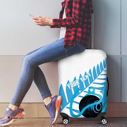 New Zealand Lawn Bowls Prostate Cancer Custom Luggage Cover Aotearoa Maori Silver Fern Blue Ribbon LT14