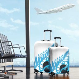 New Zealand Lawn Bowls Prostate Cancer Custom Luggage Cover Aotearoa Maori Silver Fern Blue Ribbon LT14