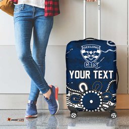 Personalized Geelong Cats Luggage Cover Aboriginal Dot Painting Graffiti Style TS04