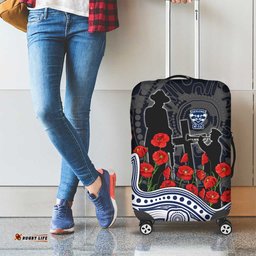 Geelong Cats ANZAC Day Luggage Cover Indigenous Dot Art with Poppy Flower Tribute TS04