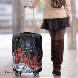 Geelong Cats ANZAC Day Luggage Cover Indigenous Dot Art with Poppy Flower Tribute TS04